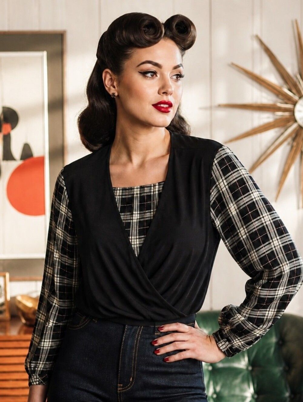 VENUS Black Knit Sweater Top with Branded Neck Label